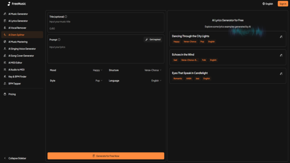 Freemusic AI screenshot